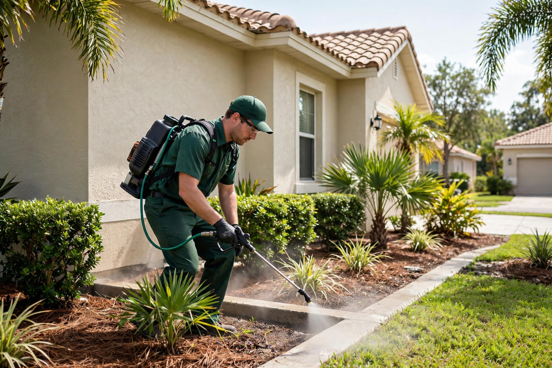 Illustration of general pest control treatment in a Central Florida home